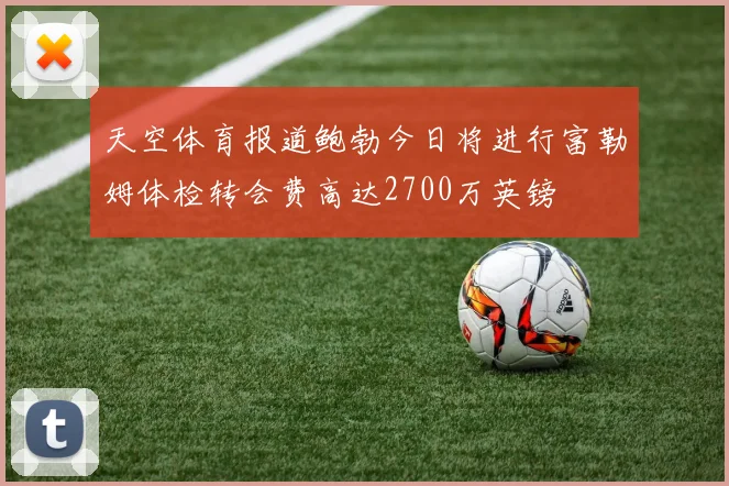 天空体育报道鲍勃今日将进行富勒姆体检转会费高达2700万英镑